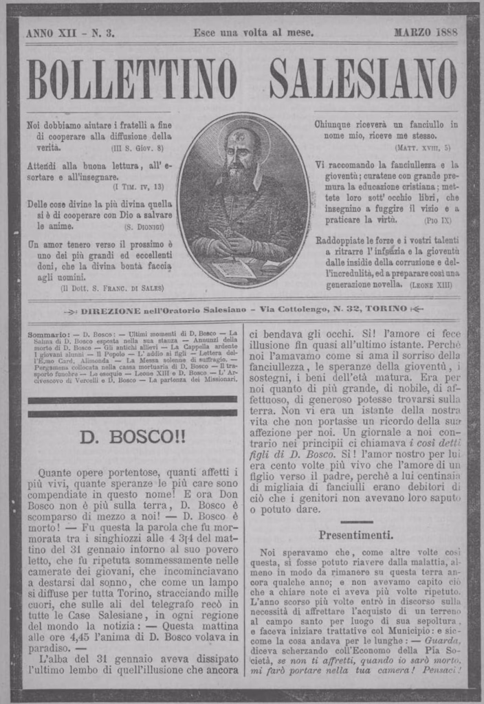 A manhã em que Dom Bosco partiu